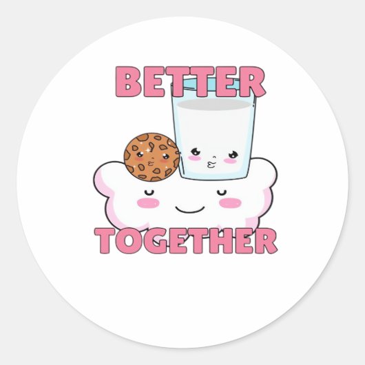Better Together Chocolate Chip Cookie and Milk Pla Ronde Sticker (Voorkant)