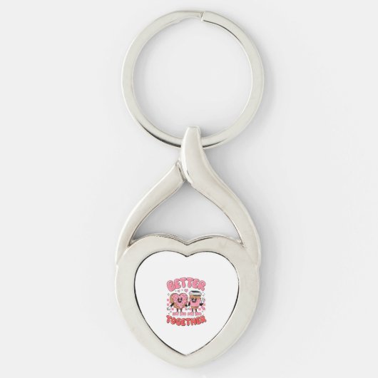 Better Together Coffee Donut Retro Groovy Stijl Sleutelhanger (Voorkant)