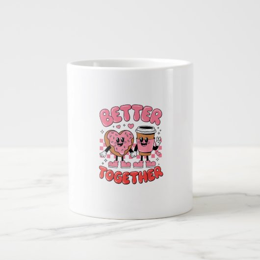 Better Together Coffee Donut Retro Groovy Style  Grote Koffiekop (Voorkant)