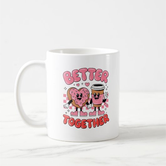 Better Together Coffee Donut Retro Groovy Style  Koffiemok (Links)