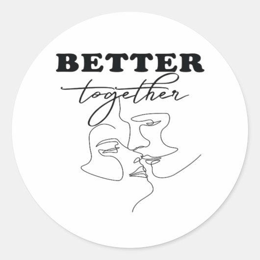 Better Together Kissing Romantic Design  Ronde Sticker (Voorkant)
