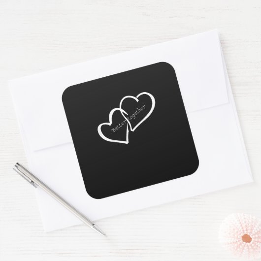 Better Together Long Distance Relationship Modern  Vierkante Sticker (Envelop)