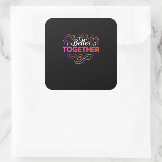 Better Together Minimal Design  Vierkante Sticker (Tas)