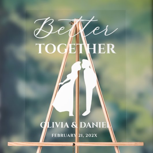 Better Together Minimal Script Wedding Welcome Acryl Bord (Neutraal)