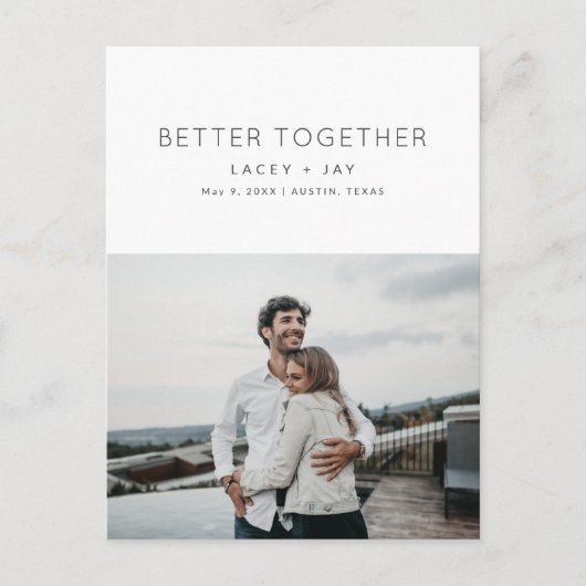 Better Together Modern Foto Opslag Data Aankondigingskaart (Voorkant)