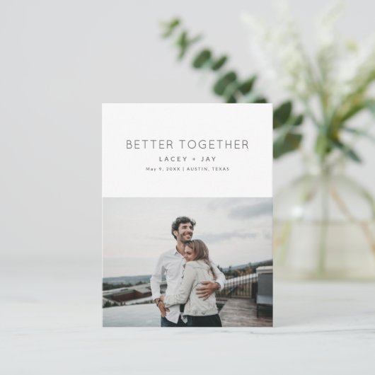 Better Together Modern Foto Opslag Data Aankondigingskaart (Staand voorkant)