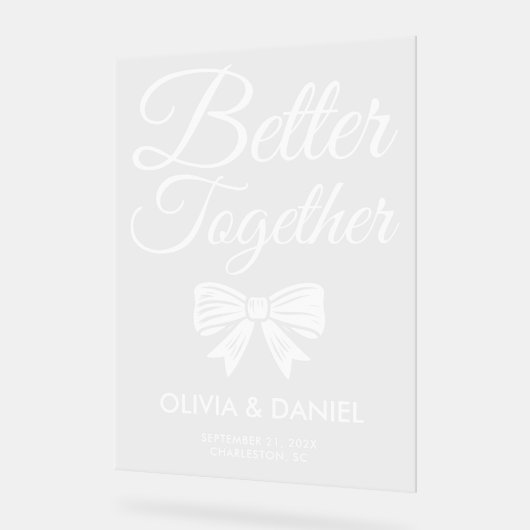 Better Together Modern Wedding Welcome Acryl Bord (Hoek)