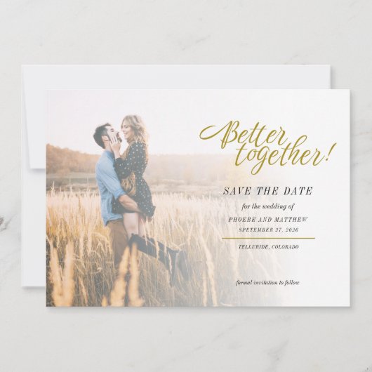 Better Together Moderne Foto Huwelijk Save The Date (Voorkant)