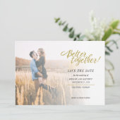 Better Together Moderne Foto Huwelijk Save The Date (Staand voorkant)