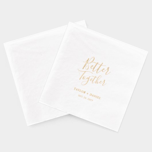 Better Together | Naam Koppel Aangepaste Trouw Folie Servetten (Achterkant)