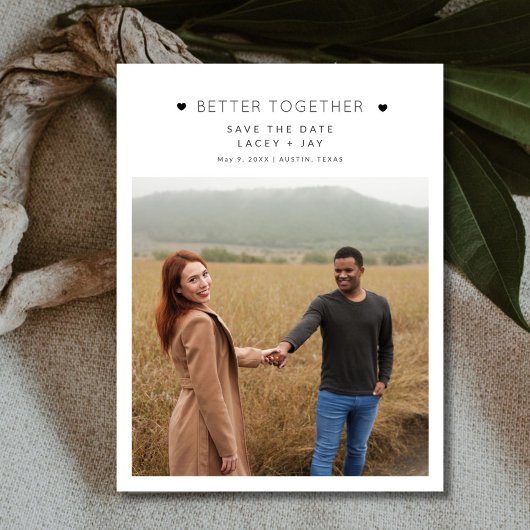 Better Together Photo Wedding Save the Date Aankondigingskaart