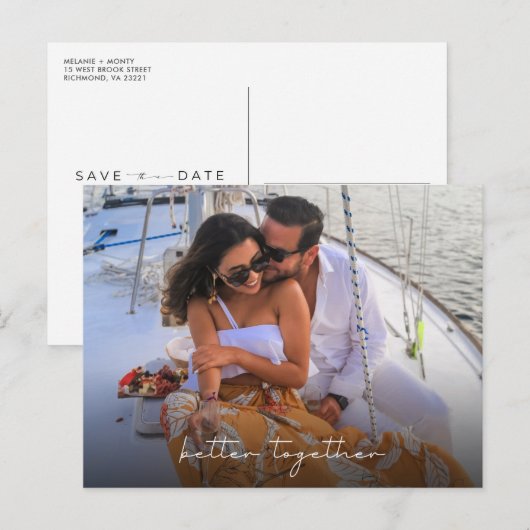 Better Together Photo Wedding Save the Date Briefkaart (Voorkant / Achterkant)