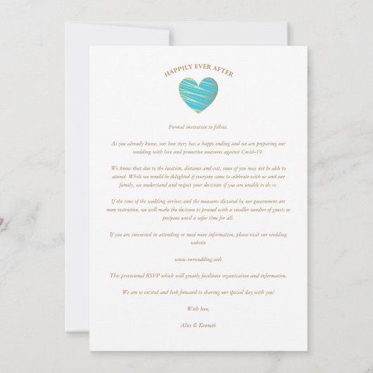 Better Together Quote Aquamarine Heart 2 Photos Save The Date (Achterkant)