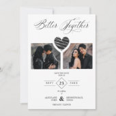 Better Together Quote Black Grey Heart 2 Photos Save The Date (Voorkant)