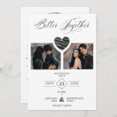 Better Together Quote Black Grey Heart 2 Photos Save The Date (Voorkant / Achterkant)