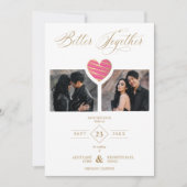 Better Together Quote Hot Pink Heart 2 Photos Save The Date (Voorkant)