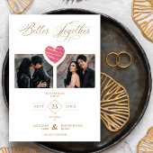 Better Together Quote Hot Pink Heart 2 Photos Save The Date