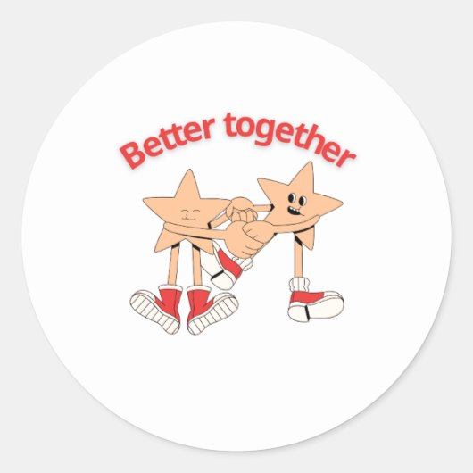 Better Together Retro Star Sticker (Voorkant)