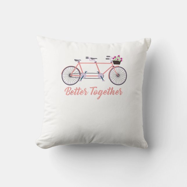 Better Together Tandem Fiets Samen Modern Des Kussen (Voorkant)