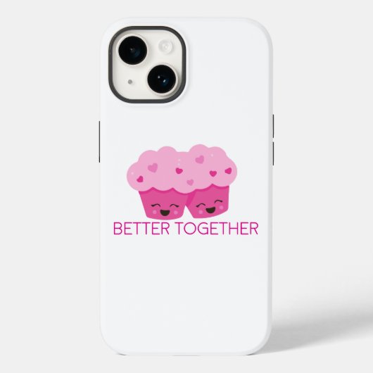 Better Together Twee Cupcakes Roze Valentijn Case-Mate iPhone Case (Achterkant)