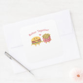 Better Together Valentine Cute Kawaii Burger Fries Vierkante Sticker (Envelop)