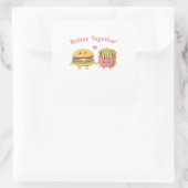 Better Together Valentine Cute Kawaii Burger Fries Vierkante Sticker (Tas)
