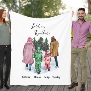 Better Together Winter Familie van 4 en Namen Fleece Deken