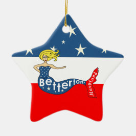 Betterton Mermaid Red, White en Stars Keramisch Ornament