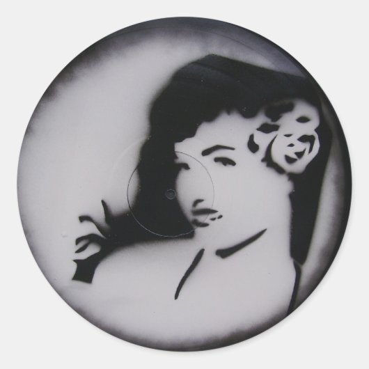 bettie page.JPG Ronde Sticker (Voorkant)
