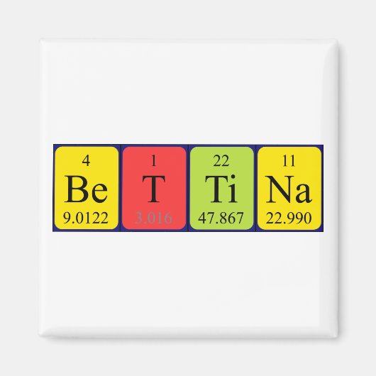 Bettina periodiek table name magnet (Voorkant)