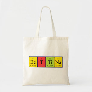 Bettina periodieke tabelnaam canvas tas