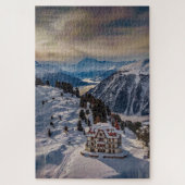 Bettmeralp, Zwitserland onder een winterse hemel. Legpuzzel (Verticaal)