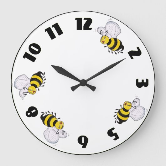 Betty Bee en Busy Bees Green Round Wall Clock Grote Klok (Voorkant)