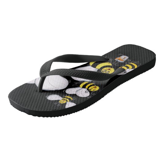 'Betty Bee' Zwarte Teenslippers (Schuin)