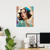 Betty Een mooie Art Deco Vrouw Poster (Thuiskantoor)
