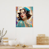 Betty Een mooie Art Deco Vrouw Poster (Keuken)