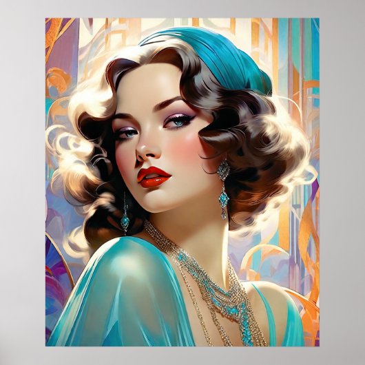 Betty Een mooie Art Deco Vrouw Poster (Voorkant)