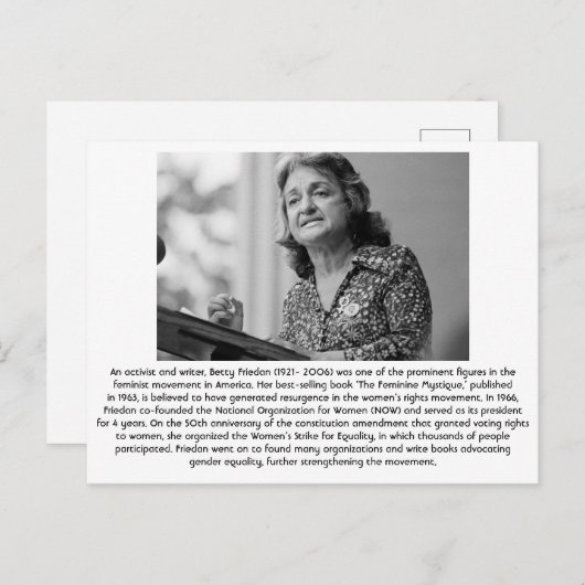 Betty Friedan - Feminist Briefkaart (Voorkant / Achterkant)