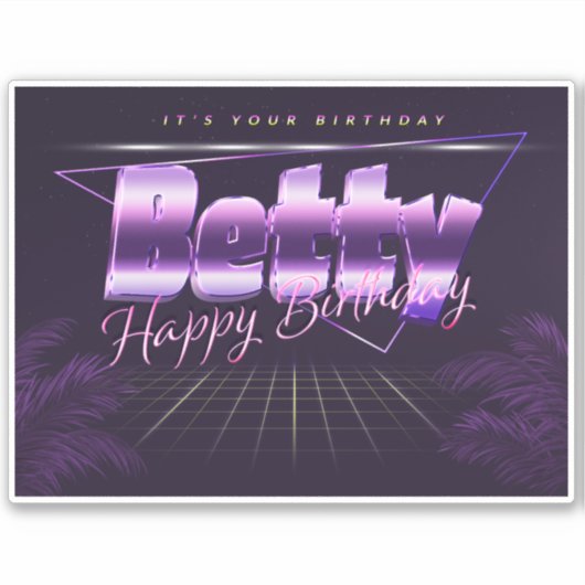 Betty Name Vorname lila retro Sticker Geburtstag (Voorkant)