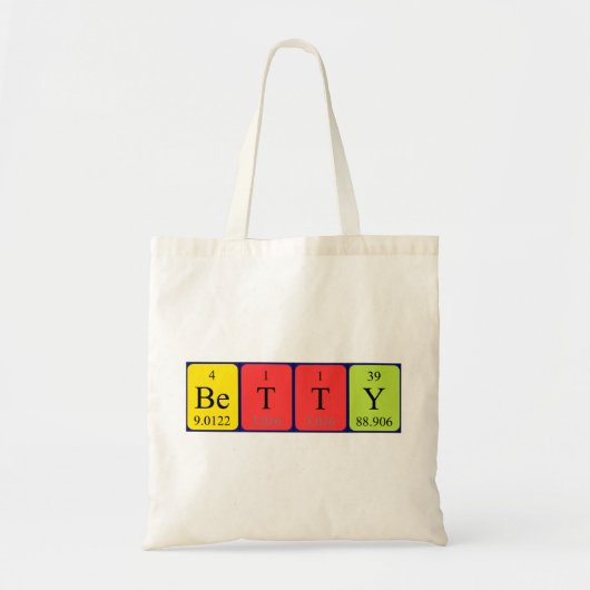 Betty periodieke lijstnaam canvas tas (Voorkant)