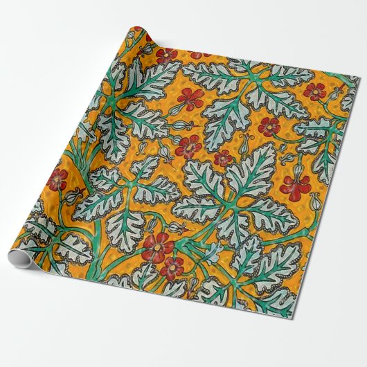 Betty's gele bloemen cadeaupapier (Uitgerold)