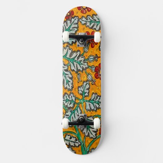 Betty's gele bloemen persoonlijk skateboard (Voorkant)