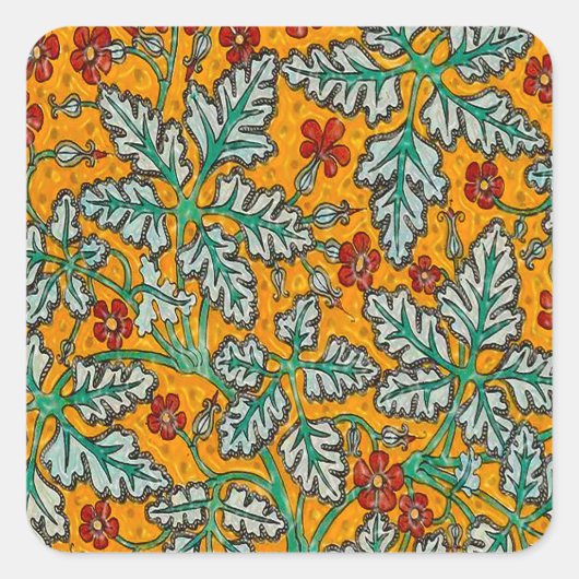 Betty's gele bloemen vierkante sticker (Voorkant)