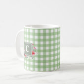 Beuatiful classic greenery tartan initiaal floral koffiemok (Voorkant links)