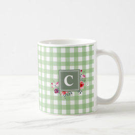 Beuatiful classic greenery tartan initiaal floral koffiemok