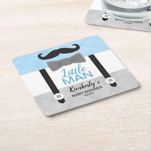 Beug Stropdas bretels blauw grijs baby shower Kartonnen Onderzetters (Schuin)