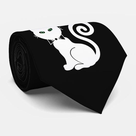 Beug Stropdas Kat (wit) (Opgerold)