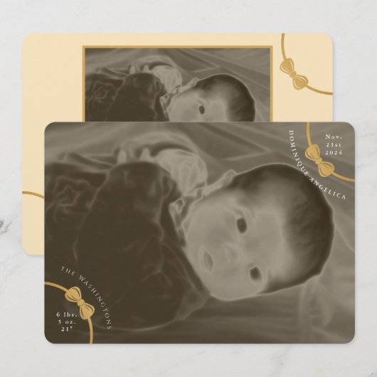 Beugen Geboorteaankondiging met relevante details Kaart (Voorkant / Achterkant)