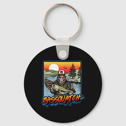 Beuk! Grappig B Gevist Sasquatch Retro 80s Fishe Sleutelhanger (Voorkant)