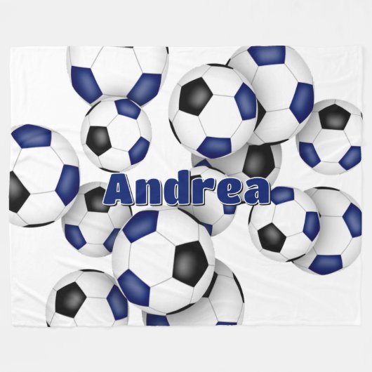 Beuk van Blue Black voetballen meisjes jongens Fleece Deken (Voorkant (Horizontaal))